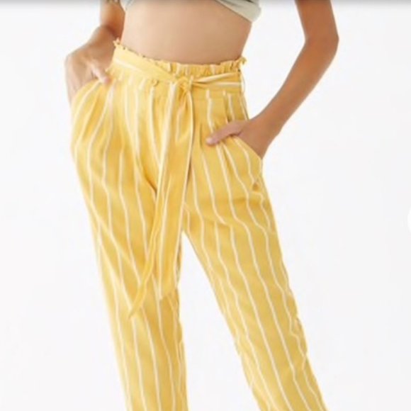 NWT High waisted Paper bag striped pants size L - Picture 1 of 9